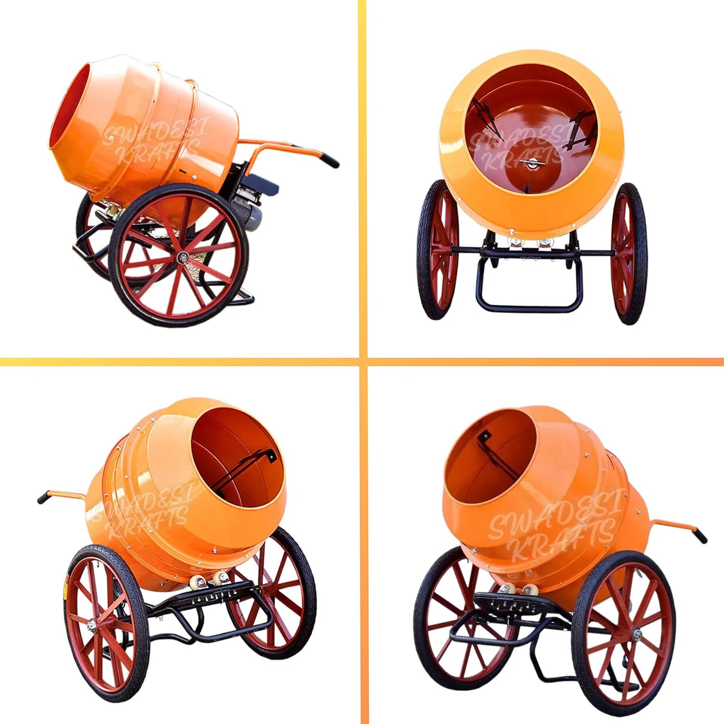 SWADESI KRAFTS Concrete Mixer Machine | Electric Concrete Mixture Machine (350ltr)- 1hp motor