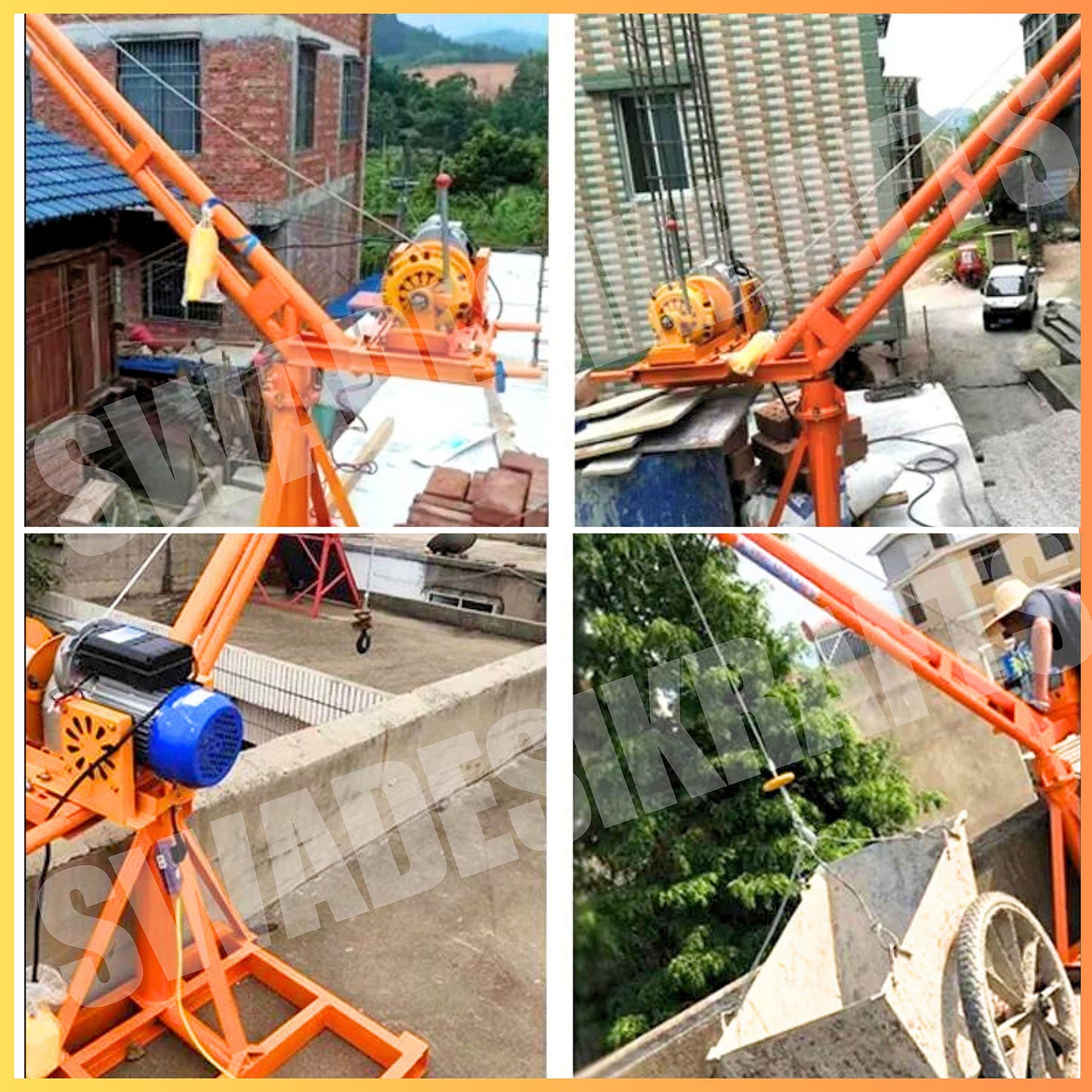 SWADESI KRAFTS Electric Mini Lifting Crane with 4HP Electric Motor & Single Trolly | 8mm Wire Thickness | 40 Meter Length of the Wire and 45-50kg Frame | Mini Crane Scale 500kg