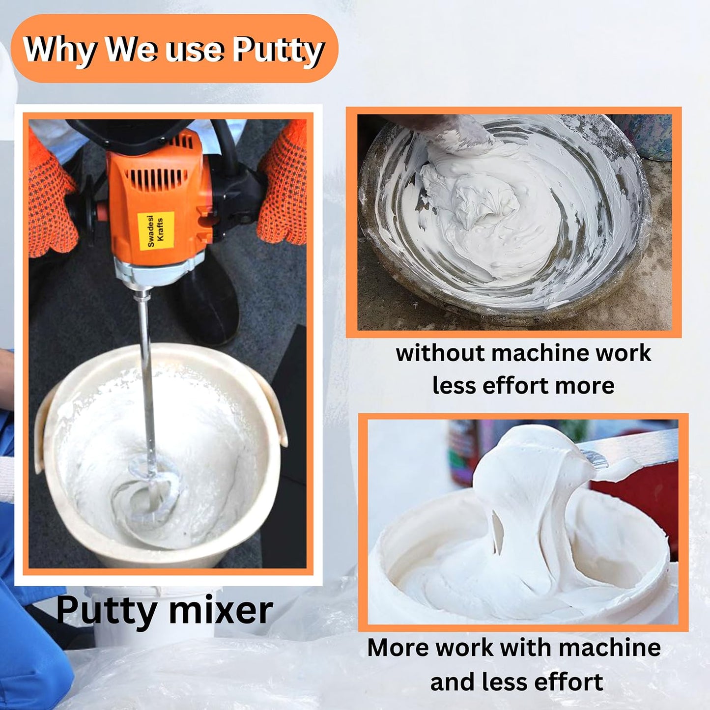Swadesi krafts paint mixer machine blends mixture quickly and removes lumps painter tool, 1250 watt copper winded motor and crome-plated iron rod A6
