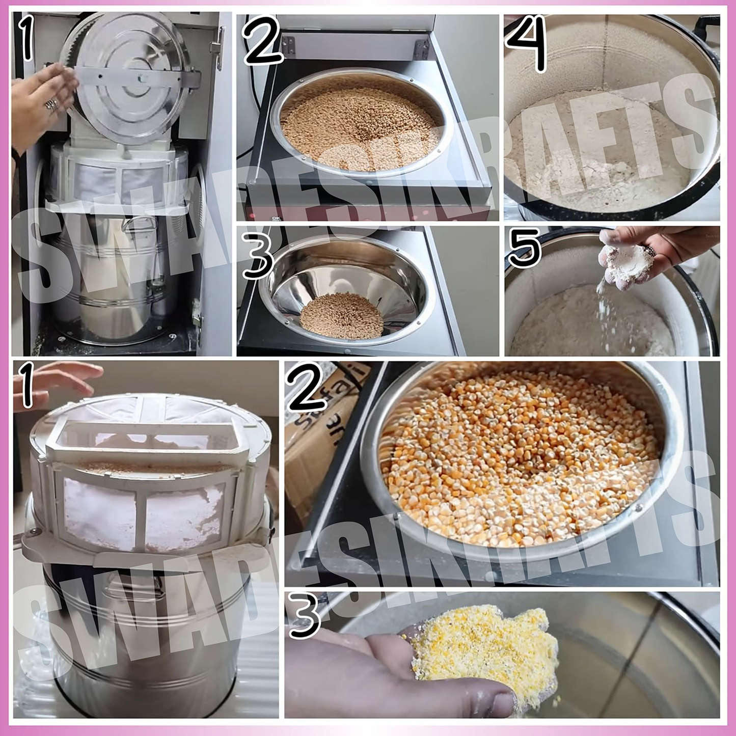 SWADESI KRAFTS Automatic Domestic Flour Mill Machine for Business with 2hp Motor | Atta Chakki for Home Capacity is 12-16kg/Hr