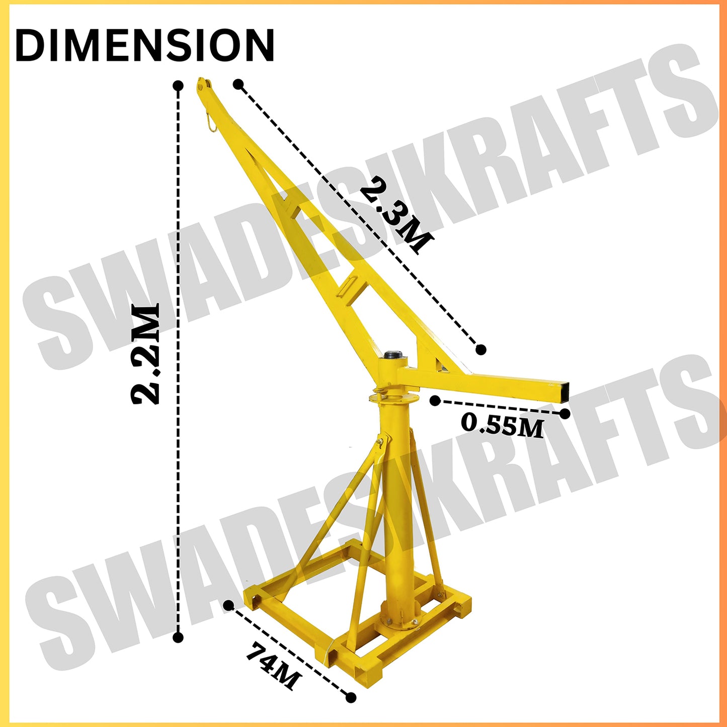 SWADESI KRAFTS Electric Mini Lifting Crane with 3HP Electric Motor with 2 Trolly | 8mm Wire Thickness | 50 Meter Length of the Wire and 60kg Frame | Mini Crane Scale 500kg
