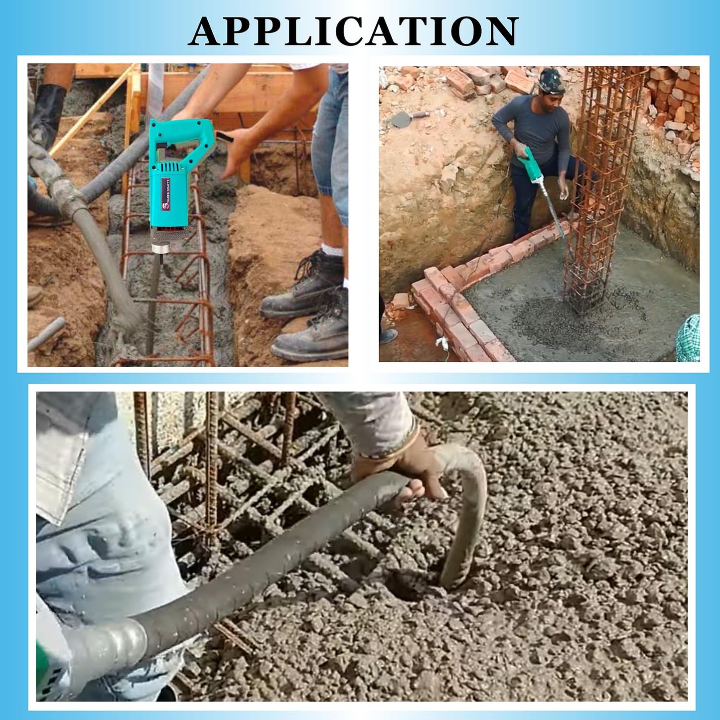 SWADESI KRAFTS 1250-WATT Concrete Vibratoriron Machine With 1.5 Mtr Needle | Electric Concrete Vibrator 13000rpm