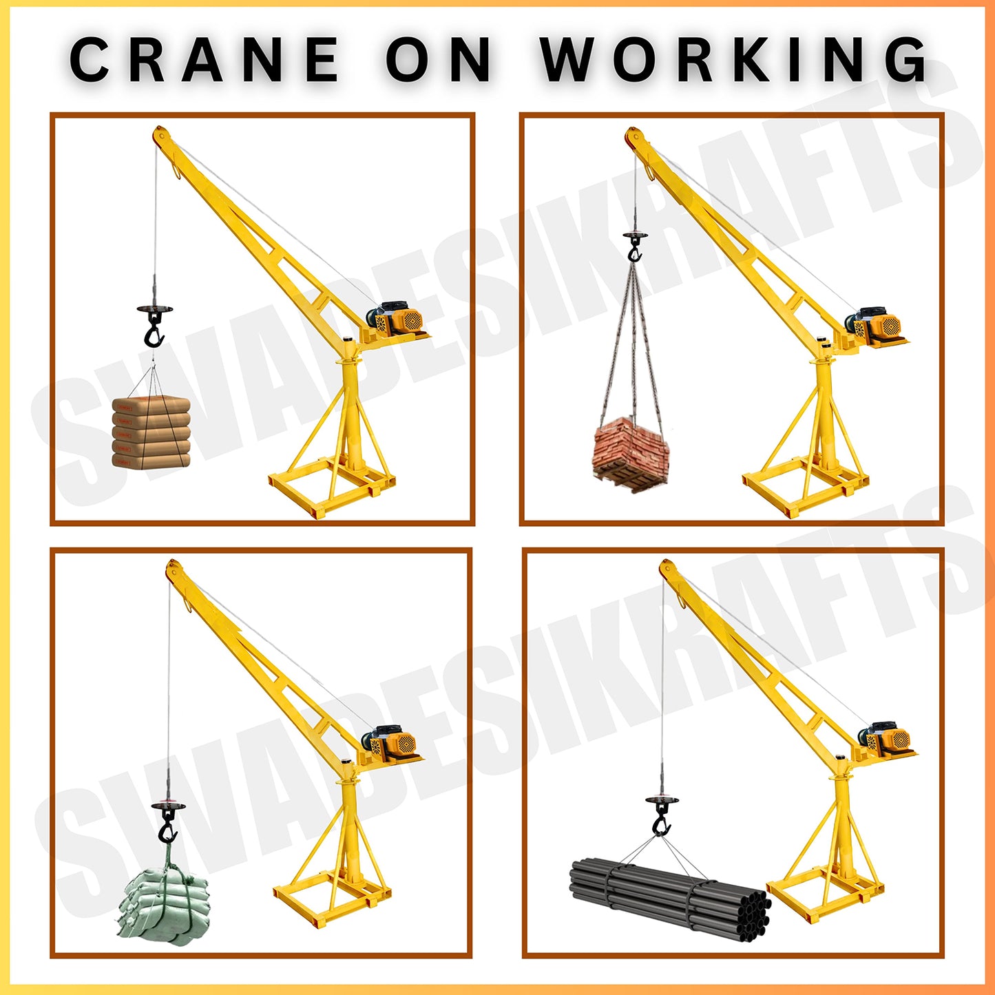 SWADESI KRAFTS Electric Mini Lifting Crane with 4HP Electric Motor with Clutch |8mm Wire Thickness | 50 Meter Length of the Wire and 70kg Frame | Mini Crane...