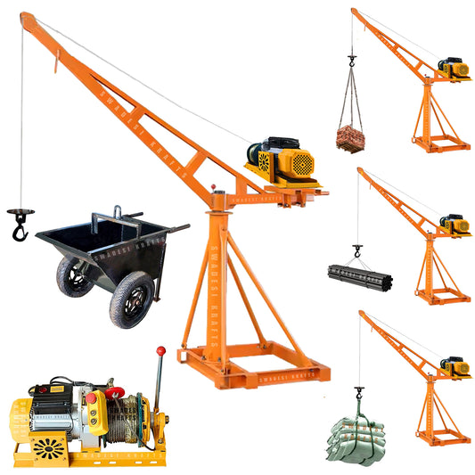 SWADESI KRAFTS Electric Mini Lifting Crane with 4HP Electric Motor & Single Trolly | 8mm Wire Thickness | 40 Meter Length of the Wire and 45-50kg Frame | Mini Crane Scale 500kg