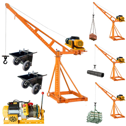 SWADESI KRAFTS Electric Mini Lifting Crane with 4HP Electric Motor with 2 Trolly | 8mm Wire Thickness | 40 Meter Length of the Wire and 45-50kg Frame | Mini Crane Scale 500kg