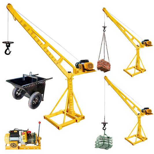 SWADESI KRAFTS Electric Mini Lifting Crane with 3HP Electric Motor & Single Trolly | 8mm Wire Thickness | 50 Meter Length of the Wire and 70kg with 360 Adjustable Frame | Mini Crane Scale 500kg