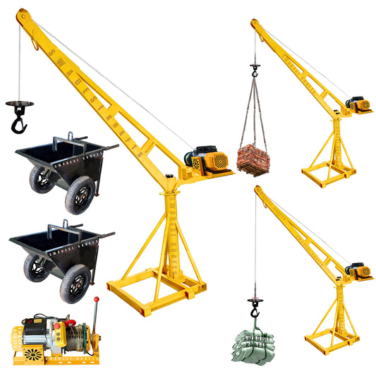 SWADESI KRAFTS Electric Mini Lifting Crane with 3HP Electric Motor with 2 Trolly | 8mm Wire Thickness | 50 Meter Length of the Wire and 70kg with 360 Adjustable Frame | Mini Crane Scale 500kg