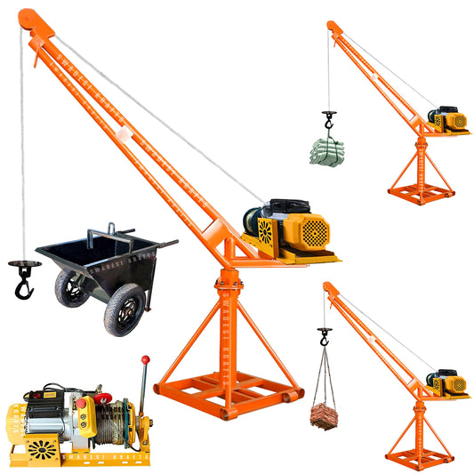 SWADESI KRAFTS Electric Mini Lifting Crane with 3HP Electric Motor & Single Trolly | 8mm Wire Thickness | 50 Meter Length of the Wire and 95kg Frame | Mini Crane Scale 800kg