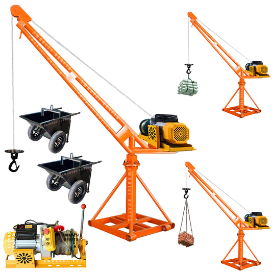 SWADESI KRAFTS Electric Mini Lifting Crane with 3HP Electric Motor with 2-Trolly | 8mm Wire Thickness | 50 Meter Length of the Wire and 95kg Frame | Mini Crane Scale 800kg